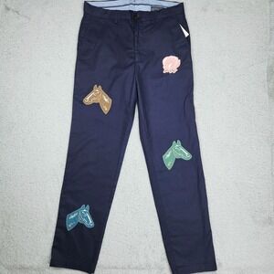 Vineyard Vines Kentucky Derby Pants Mens 32x32 Blue Horse Patch Chino NEW